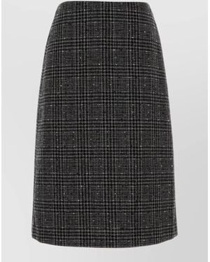 Fendi Embroidered Tweed High-Rise Skirt - Black