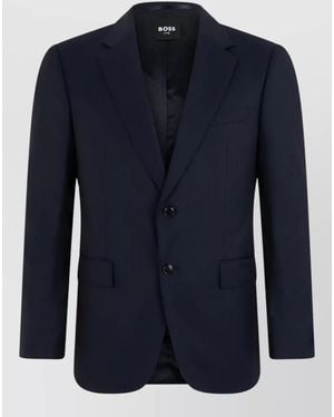 BOSS Slim Fit Single Breasted Wool Jacket - Blue