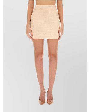 Alessandra Rich High-Waisted Slim Fit Tweed Skirt - Natural