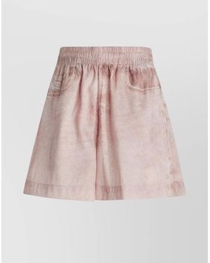 DIESEL Denim Texture Elastic Waistband Shorts - Pink