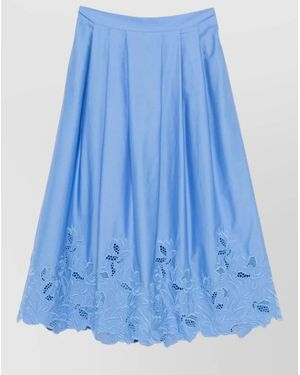 Ermanno Scervino Cotton Skirt A Line Embroidered Hem - Blue