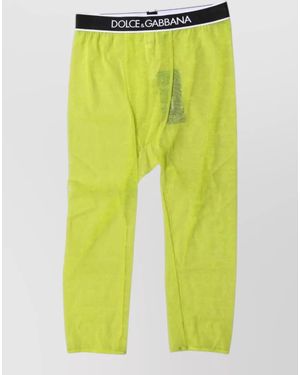 Dolce & Gabbana Logo-Print Cropped Tights - Yellow