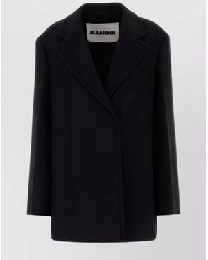 Jil Sander Longline Coat Notched Lapel - Black