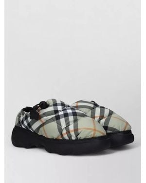 Burberry Plaid Fabric Loafers - Gray