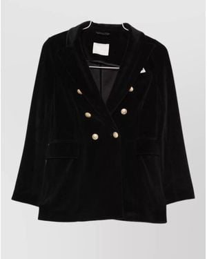 Circolo 1901 Cotton Velvet Double-Breasted Suit Jacket - Black