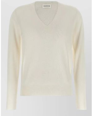 P.A.R.O.S.H. Linfa26 V Neck Long Sleeve Jumper - Natural
