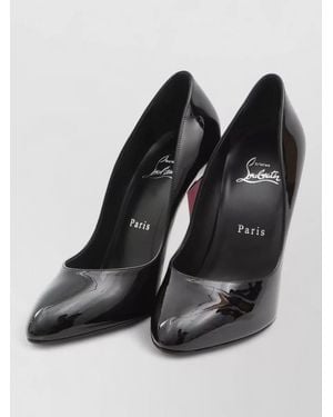 Christian Louboutin Fannylove Patent Court Shoes Pointed Toe Design - Black