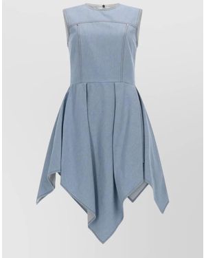 MSGM Denim Asymmetric Knee-Length Dress - Blue