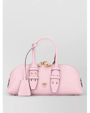 Pinko Baguette Leather Shoulder Bag - Pink
