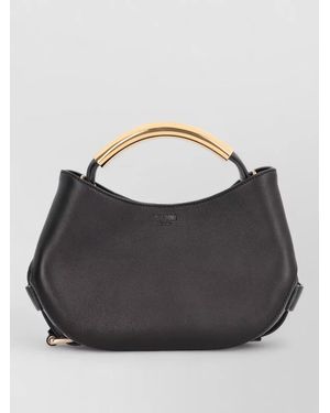 Moschino Leather Shoulder Bag Top Handle Design - Gray