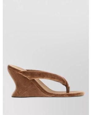 Balenciaga Velvet Thong Wedge Mule Lightweight Design - Brown