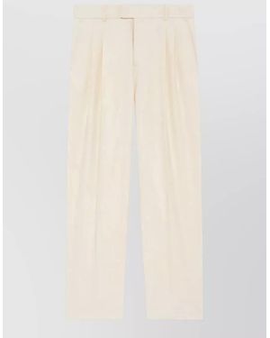 Drole de Monsieur Wide Leg Trousers Regular Fit Pleated - Natural