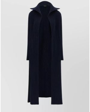 Balenciaga Ribbed Maxi Shawl-Collar Cardigan - Blue