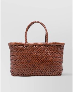 Dragon Diffusion Mini Flat Gora Leather Tote Bag - Brown