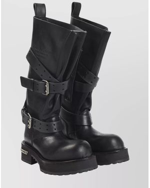Balenciaga Chunky Sole Round Toe Pull Tab Boots - Black