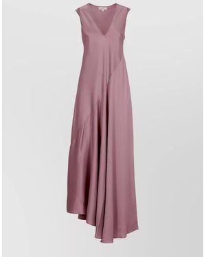 Antonelli Silk V-Neck Sleeveless Flared Maxi Dress - Purple