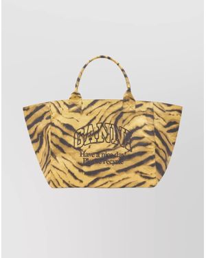 Ganni Cabas Xxl Cotton Tote Bag - Metallic
