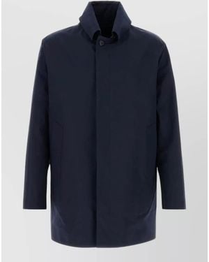 Prada Cotton Single-Breasted Overcoat - Blue