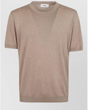 Lardini Silk Knitwear Menswear Short Sleeve Jumper - Natural
