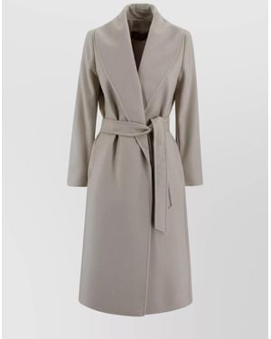 Max Mara Wool Drape Coat Belted Waist - Gray