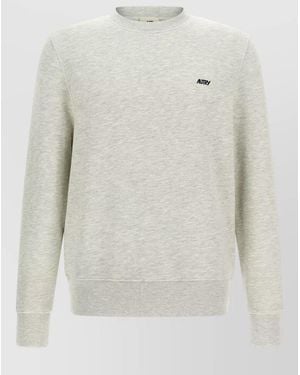 Autry Sweatshirt Crew Neck Logo Embroidery Ribbed Cuffs Hem - White