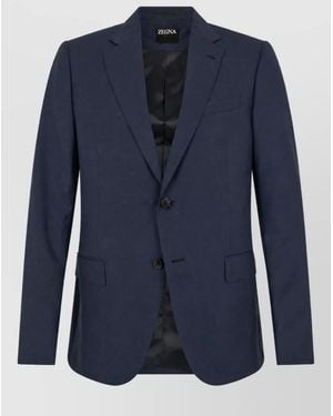 ZEGNA Wool Single-Breasted Coat - Blue