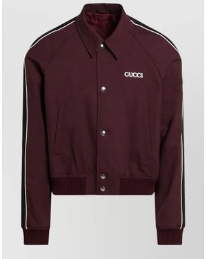 Gucci Collared Jacket Contrast Piping Ribbed Trims