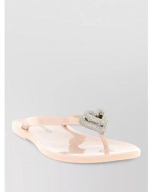 Mach & Mach Heart Detail Flat Open Toe Sandals - Natural