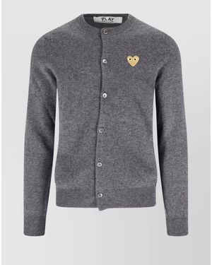 COMME DES GARÇONS PLAY Wool Crewneck Cardigan - Grey