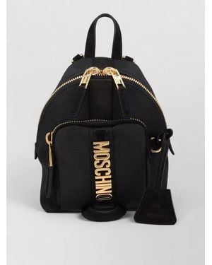 Moschino Polyester Leather Backpack - Black