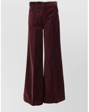 Aspesi Cotton Velvet Wide-Leg Trousers - Purple