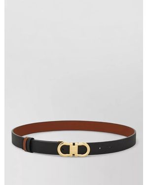 Ferragamo Hammered Leather Reversible Belt - Grey
