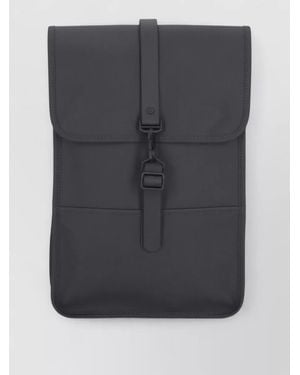 Rains Backpack Rectangular Shape Front Flap Handle Straps - Gray