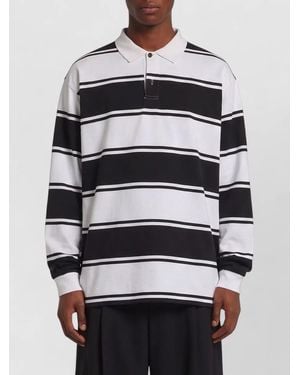 Balenciaga Long-Sleeved Stripe Polo T-Shirt - Grey