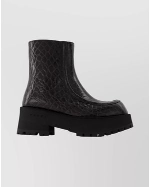 Marni Leather Zip Ankle Boots - Black