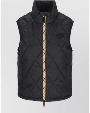 Burberry Quilted Down Gilet High Collar Casual - Black