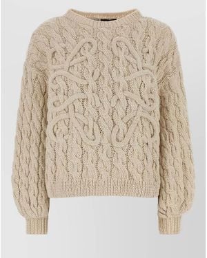 Loewe Cotton Blend Oversized Jumper Cable Knit - Natural