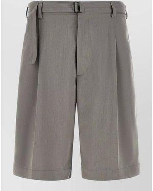 Cellar Door Viper Bermuda Shorts Pleats Belt Loops Pockets - Grey