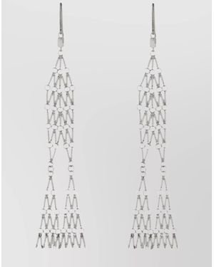 Isabel Marant Earrings Long Dangling Intricate Pattern - White