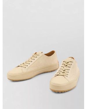 Tod's Suede Leather Trainers Raised Pebble Sole - Natural