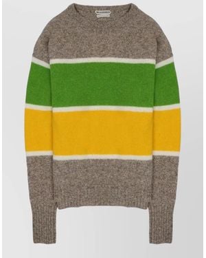 JW Anderson Wool Striped Crew Neck Long Sleeve Top - Grey