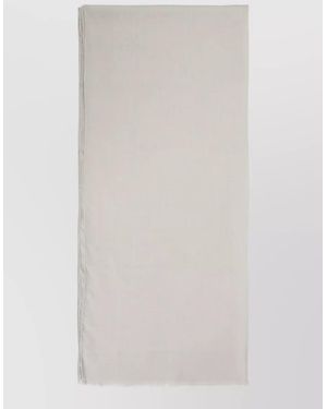 Max Mara Wool Silk Jacquard Logo Fringed Scarf - White