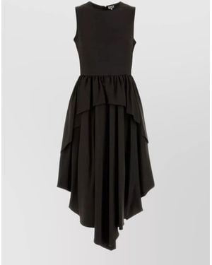 Loewe Viscose Blend Dress High Low Silhouette - Black