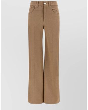 Brunello Cucinelli Denim Wide-Leg High-Rise Jeans - Natural