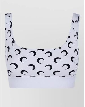 Marine Serre Moon Jersey Sports Bra Elastic Band - Blue