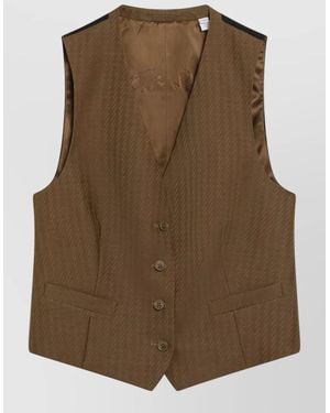 Burberry Tailored Sleeveless Vest V Neckline - Brown