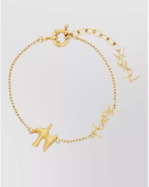Saint Laurent Cassandre Dove Chain Link Fine Bracelet - White