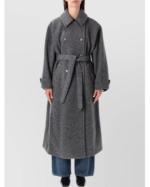 A.P.C. Long Coat With Belt And Pockets - Gray