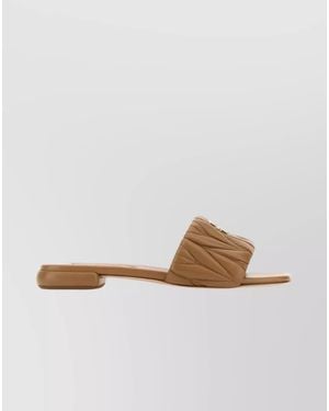 Miu Miu Quilted Nappa Leather Slide-Ons - Brown