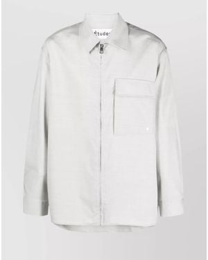 Etudes Studio Wool Long-Sleeve Zip-Up Shirt - White